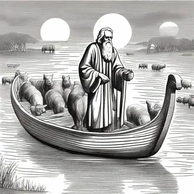 According to religious lore, Noah acted as a lighterman to transport the animals on his barge during the great flood.