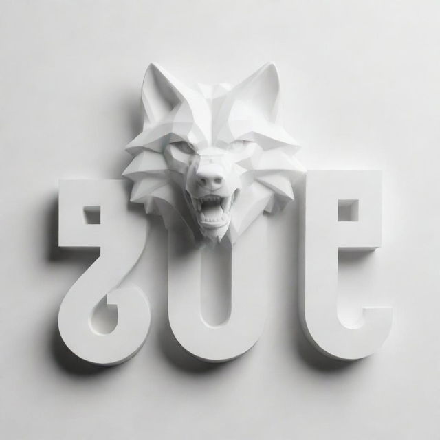 3D print design of bold and dynamic lettering spelling out 'ALPHA WOLF' on a white background with a fierce and commanding aesthetic