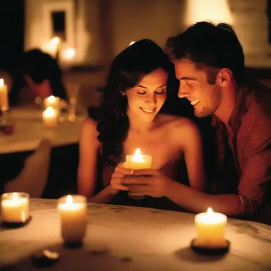 The couple shared a bottle of hootch by candlelight, creating a romantic atmosphere.