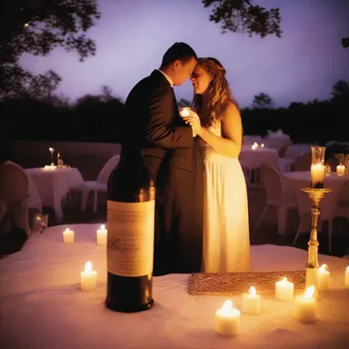 The couple shared a bottle of hootch by candlelight, creating a romantic atmosphere.