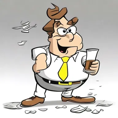 The drunk character in the cartoon stumbled around, clearly under the influence of too much hootch.