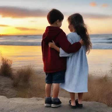 As they watched the sunset, they shared a warm and heartfelt hug.
