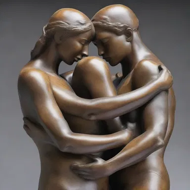 The sculpture depicted two lovers locked in a tight and passionate embrace, conveying the power of a hug to portray love and intimacy.