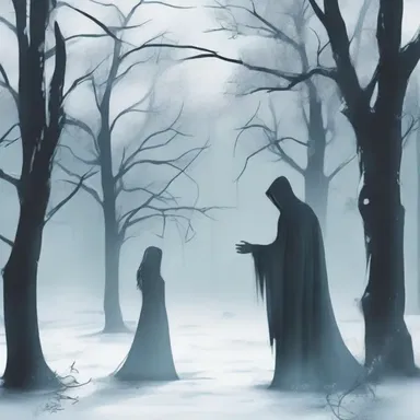 As the haunted spirit approached, the protagonist felt an icy coldness and an overwhelming urge to hug themselves tightly in fear.