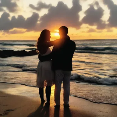 As the sun set over the ocean, they shared a passionate hug, declaring their eternal love for each other.