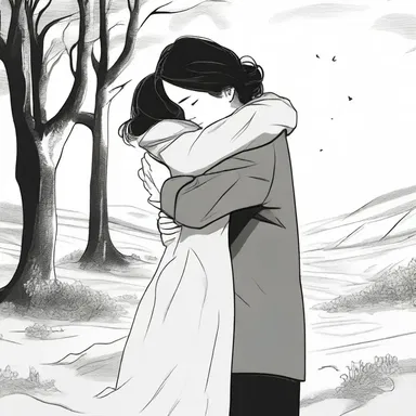In the climax of the novel, the protagonist receives a warm hug from his long-lost sister, symbolizing the reunion of their broken family.