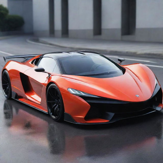 A sleek, vibrant anime-style supercar, exuding high-speed dynamics and futuristic appeal