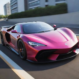 A sleek, vibrant anime-style supercar, exuding high-speed dynamics and futuristic appeal