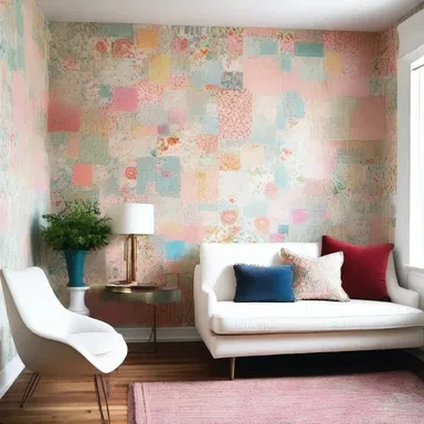 The designer used a small scrap of wallpaper to create a unique accent wall in the room.