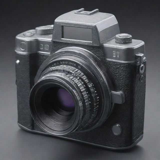 Generate a three-dimensional image of various styles of cameras, capturing their intricate details and technical aspects