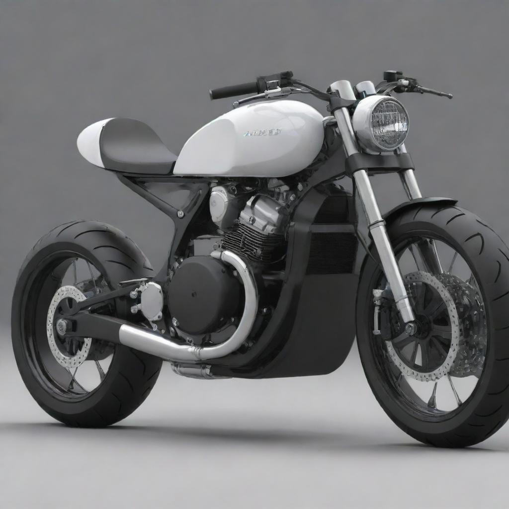 Generate a detailed 3D model of a sleek and modern motorcycle, showcasing its dynamic design and intricate mechanical elements