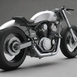 Generate a detailed 3D model of a sleek and modern motorcycle, showcasing its dynamic design and intricate mechanical elements