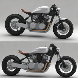 Generate a detailed 3D model of a sleek and modern motorcycle, showcasing its dynamic design and intricate mechanical elements