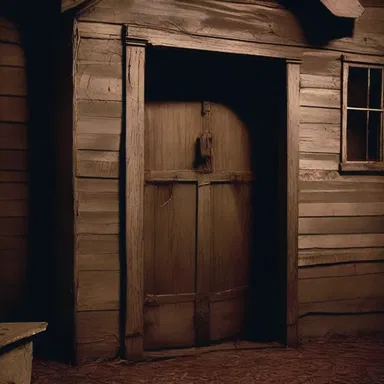 In the horror movie, the haunted house has a dilatation door that expands and contracts on its own.