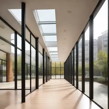 The dilatation of the building's windows allowed for more natural light to enter.