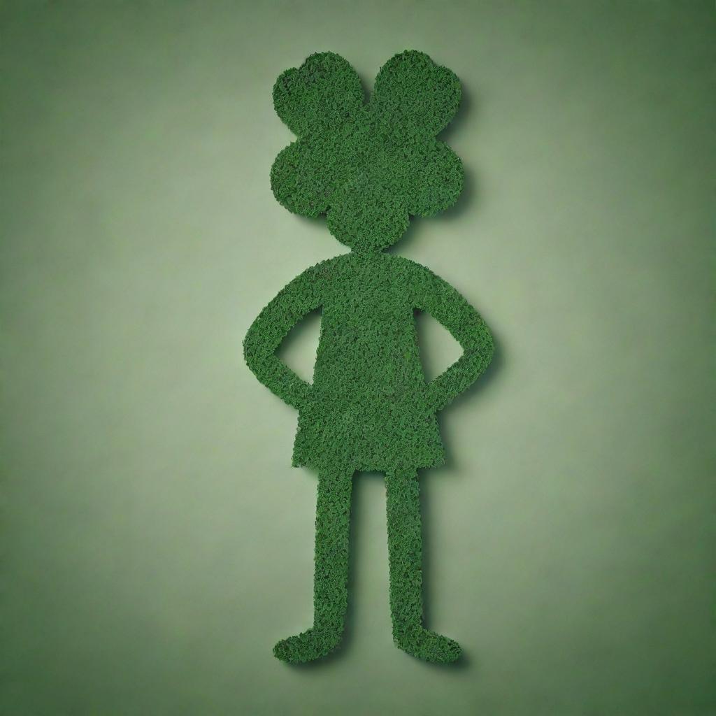 Create an artistic representation of the name Clover shaped like a human figure.