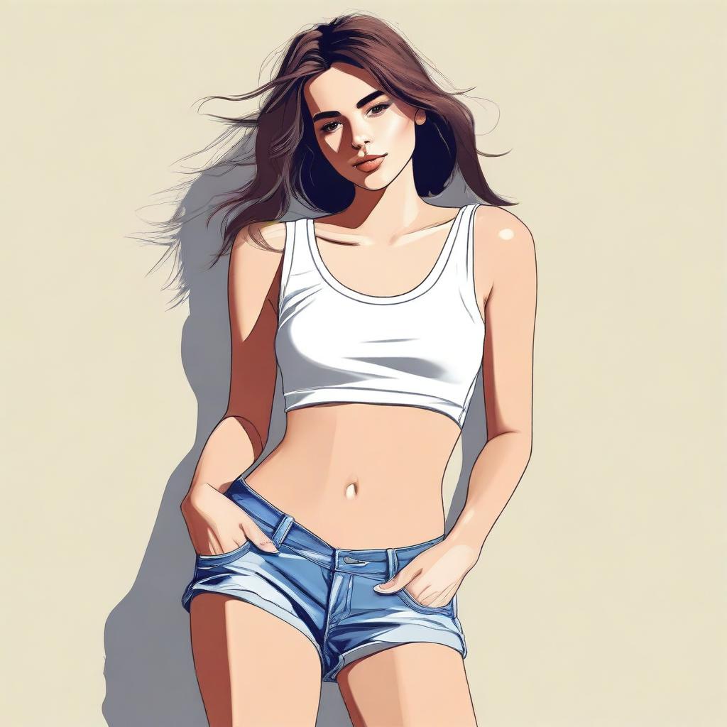 This is a high-quality digital art image portraying a fashionable young woman