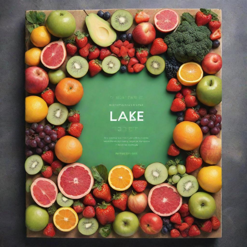 A visually captivating and blank cover design for a 'Plant-Based Diet Cookbook', featuring a vivid and vibrant display of fresh fruits, vegetables, and plant-based foods, without any text.