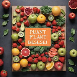 A visually captivating and blank cover design for a 'Plant-Based Diet Cookbook', featuring a vivid and vibrant display of fresh fruits, vegetables, and plant-based foods, without any text.