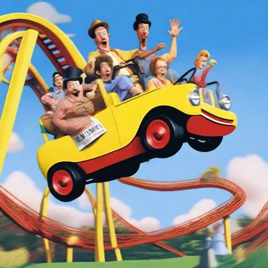 The slapstick comedy show featured a twisty rollercoaster ride that left the characters in disarray.