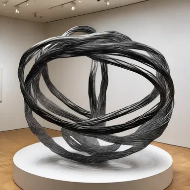 The artist created a breathtaking sculpture with twisty metal intertwining to convey a sense of movement and complexity.