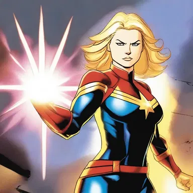 Captain Marvel used her ability to dispatch energy blasts to defeat the villain.