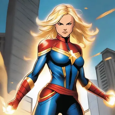 Captain Marvel used her ability to dispatch energy blasts to defeat the villain.