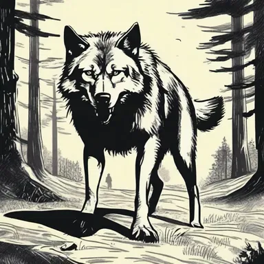 In the classic novel, the protagonist had to dispatch a rabid wolf to protect his family.