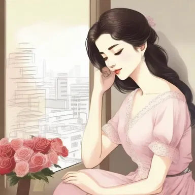 The young lover anxiously awaited the dispatch from her beloved, hoping for a declaration of love.