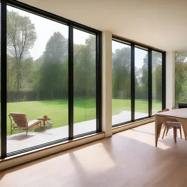 The large windows in the modern house were strategically placed to dispatch natural light in every room.
