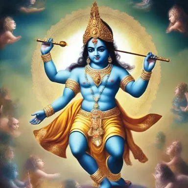 In Hindu religion, Lord Krishna dispatches evil demons to protect the world.
