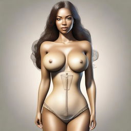 A digital art representation of a woman with an hourglass figure