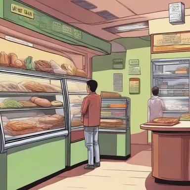 In the science fiction novel, the protagonist visits a deli on a distant planet to buy some alien delicacies.