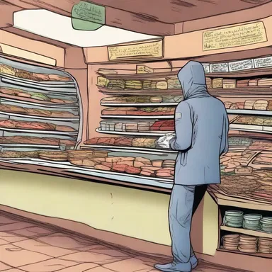 In the science fiction novel, the protagonist visits a deli on a distant planet to buy some alien delicacies.