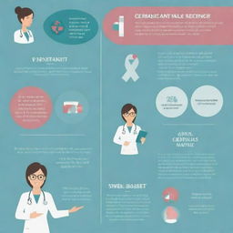 An educational infographic showcasing the process and importance of cervical cancer screening. Include visuals of a medical professional, patient, medical tools and informational texts.