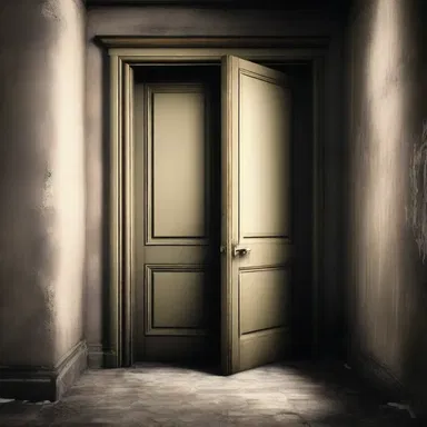 The unopened door at the end of the hallway filled the character with a sense of foreboding.