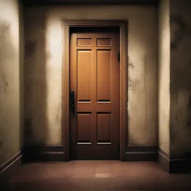 The unopened door at the end of the hallway filled the character with a sense of foreboding.