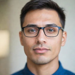 A portrait of a person with stylish, modern progressive glasses. Focused on detailed facial features and eyeglasses with a soft blur background.