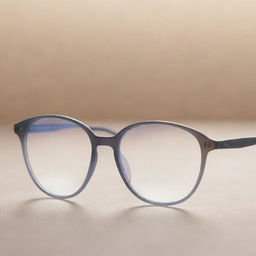 An inside view of the progressive glasses, showcasing the graduated lens transition. The background features an unfocused, ethereal representation of our surroundings as seen through these glasses.