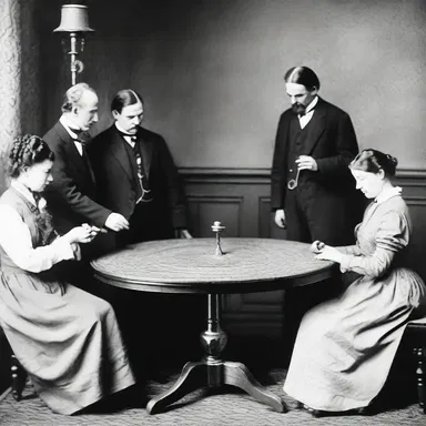 During the height of the Spiritualist movement in the late 19th century, table tapping sessions were frequently held in Victorian parlors, attracting believers seeking communication with the spirits of the dead.
