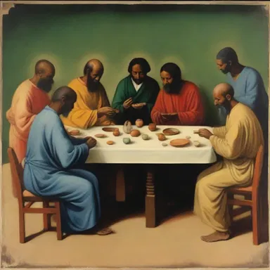 The painting depicted a group of individuals gathered around a table, engaging in table tapping as a means of connecting with the spiritual realm.