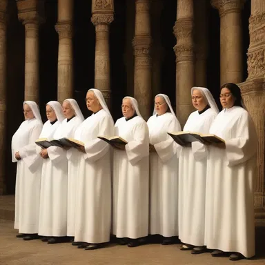 The choir sang a hymn of lament, expressing their sorrow tragically in the midst of the religious ceremony.