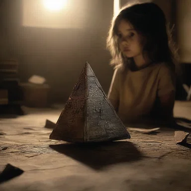 In the horror movie, the main character discovers a regular tetrahedron hidden in a cursed ancient artifact.