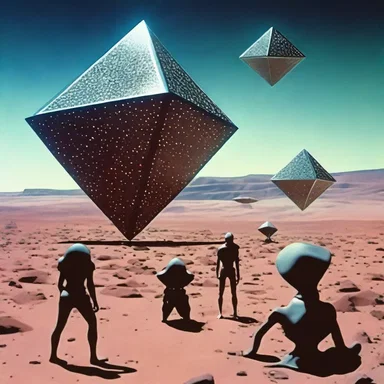The science fiction film depicts an alien civilization using regular tetrahedrons as a form of advanced technology.