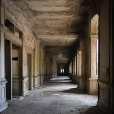 As I walked through the abandoned mansion, the dilapidation of the once grand hallways was described in vivid detail by the author.