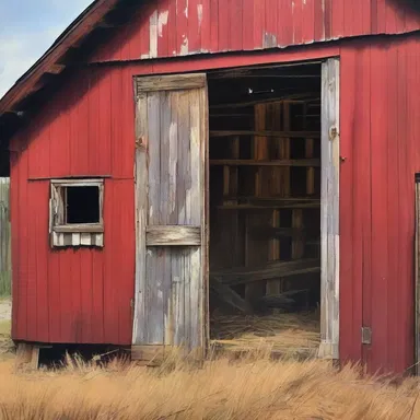 The artist's painting captured the beauty in dilapidation, showcasing the splintered wood and peeling paint of an old barn.