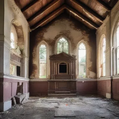 The dilapidation of the old church symbolized the spiritual decay of the community.