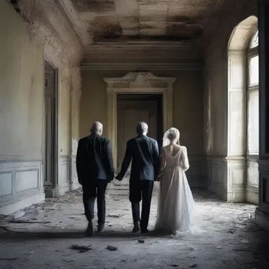 As they walked hand in hand through the dilapidation of the abandoned mansion, they felt a sense of adventure and mystery.