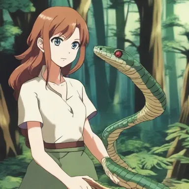 In the anime series, the protagonist encounters a mysterious horseshoe whipsnake in the enchanted forest.