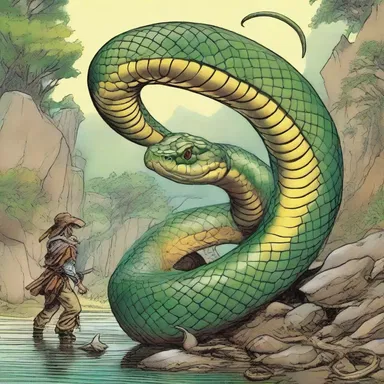 In the fantasy novel, a group of adventurers embarks on a perilous quest through the treacherous lands inhabited by the elusive horseshoe whipsnake.